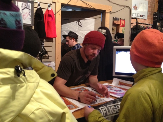 Snowboarders flock to Tribute Boardshop for chance to meet Rice & Company