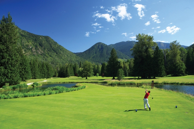 Kokanee Springs Hole Five voted Most Scenic in Canada by Reader's Digest; course expect round one Million to be played this summer