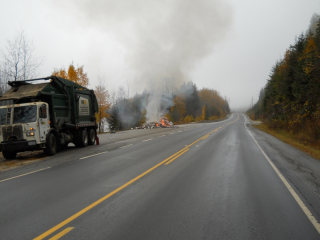 Nakusp RCMP respond to garbage truck fire near Summit Lake