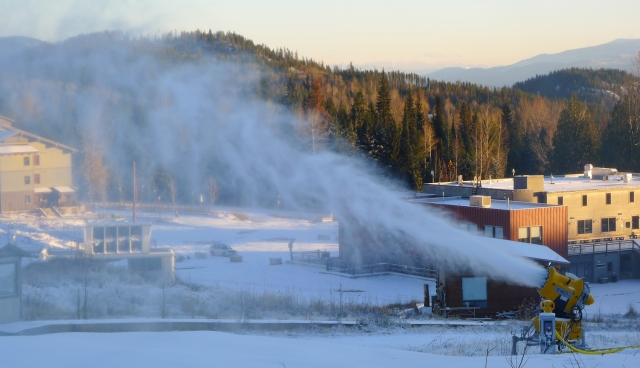 The snow guns are a'firing at Red! Time to think skiing...