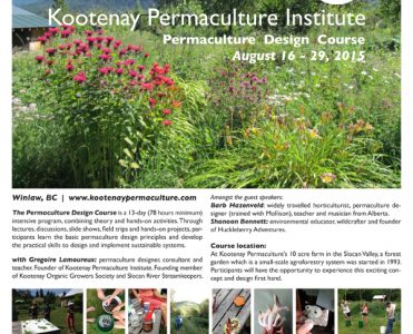 14th Annual Permaculture Design Course in Winlaw this August