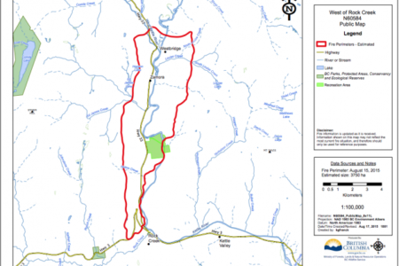 Rock Creek fire 100 per cent contained; High winds still expected in area