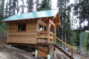 Peeks at another new shelter in the Rossland Range Rec Site.