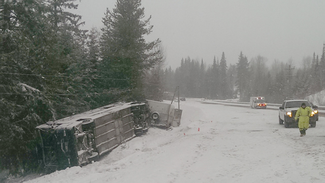 Nine hurt in passenger bus accident near Prince George