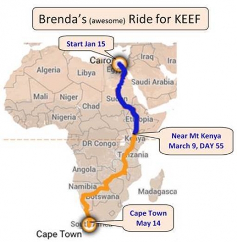Brenda Trenholme has cycled half-way across Africa -- fundraising for education