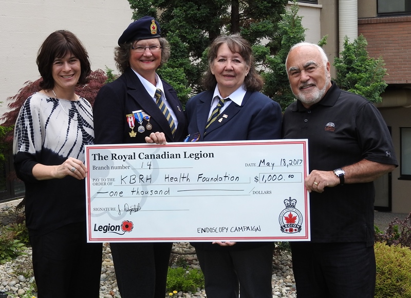 Rossland Legion donation to KBRH Health Foundation