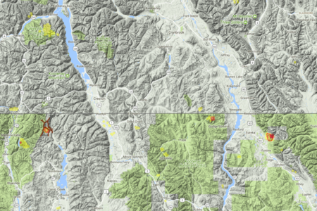 Wildfire in Idaho burning close to Canada-USA border