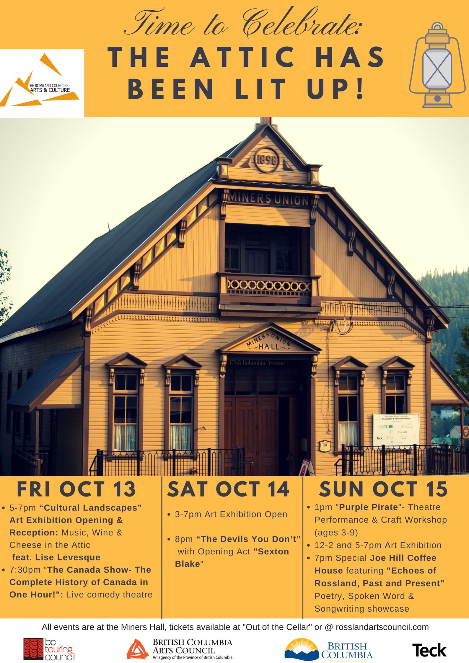 CANADA 150 CELEBRATIONS on October 15 at the Miners Hall and Strawberry Pass