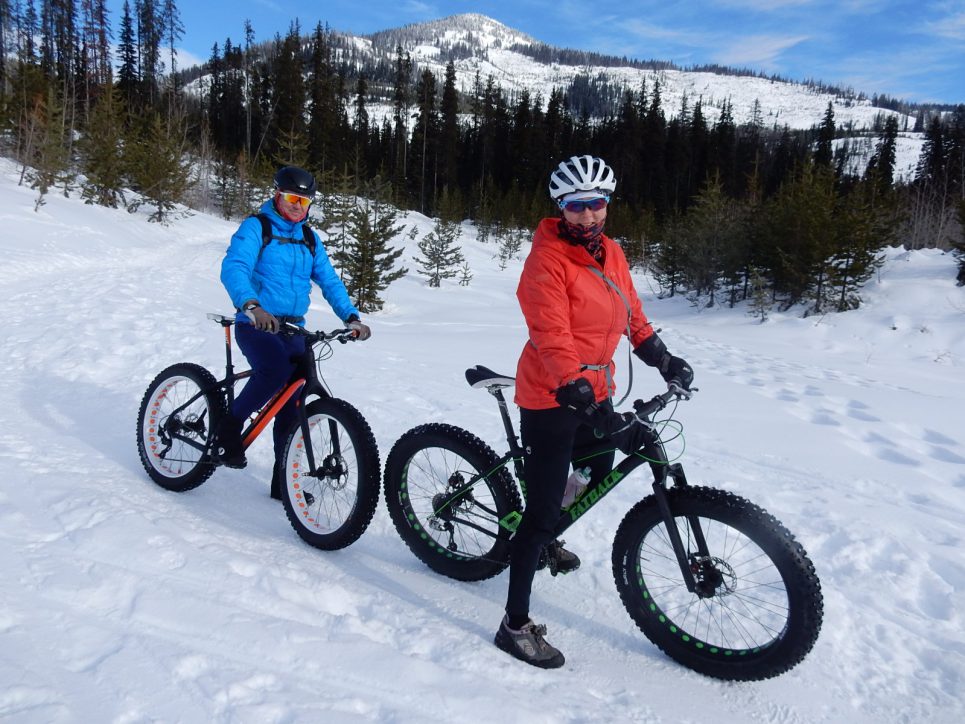 Fat Bikes on the snowy trails at the Rossland Range Rec Site 
