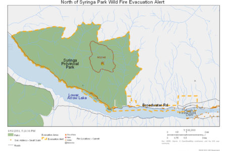 RDCK issues evacuation alerts for Syringa, near Deer Park, along Arrow Lakes area and parts of Robson