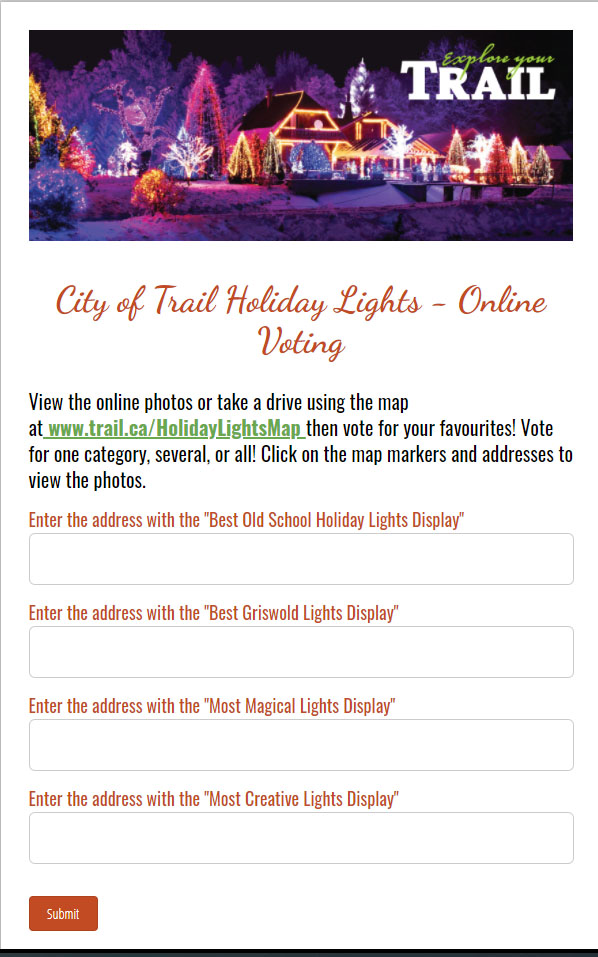 Vote for your Favourite Holiday Light Displays in Trail