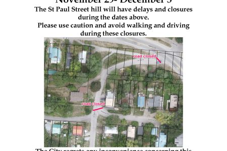 St Paul Street to be closed Nov. 29 to Dec. 3