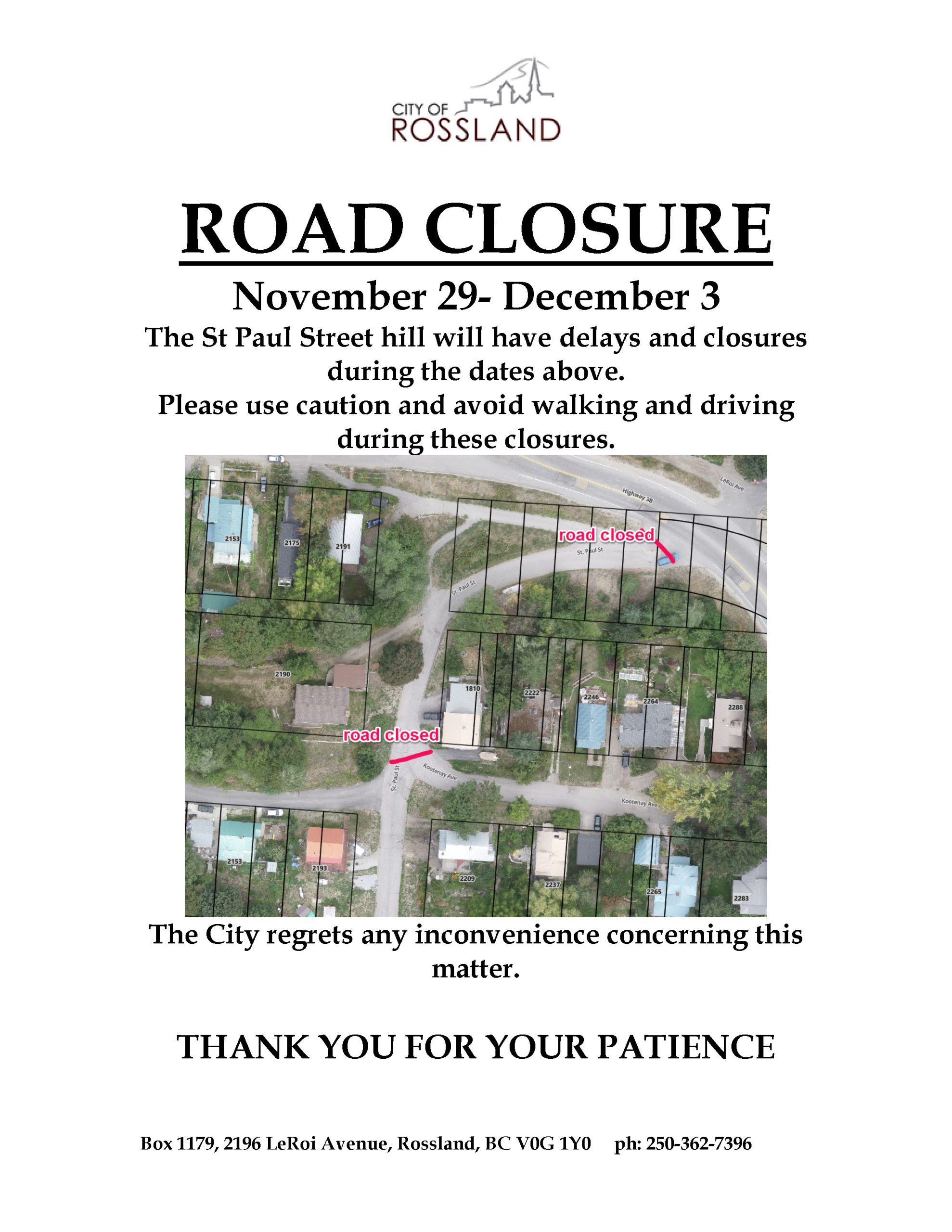 St Paul Street to be closed Nov. 29 to Dec. 3