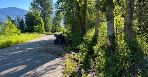 Polaris ranger all-terrain vehicle collides with a tree in Warfield