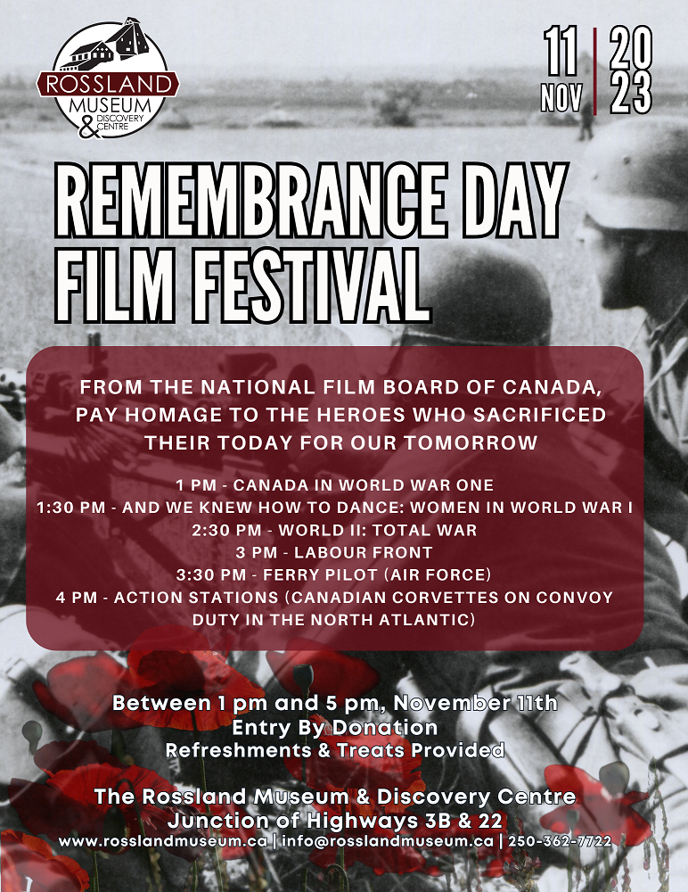 Remembrance Day Mini-Film Festival - Nov. 11 from 1-5 p.m.