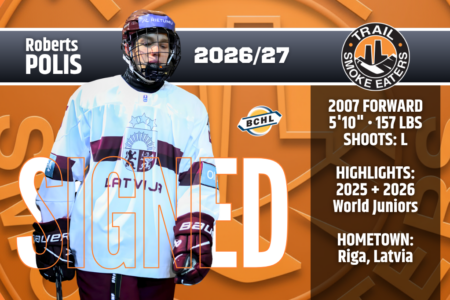 Trail Smoke Eaters Sign Latvian Forward, Roberts Jānis Polis